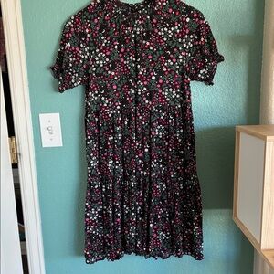 Floral Kids Dress - Black and Pink